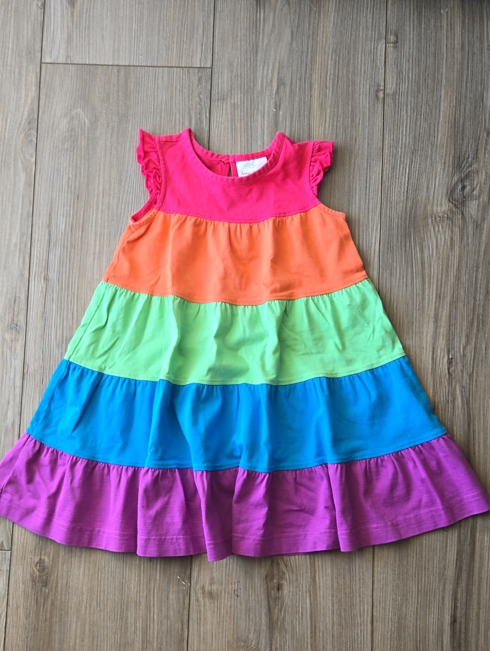 Hanna Andersson Tiered Rainbow Colorblock Dress